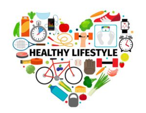 Healthy lifestyle heart emblem